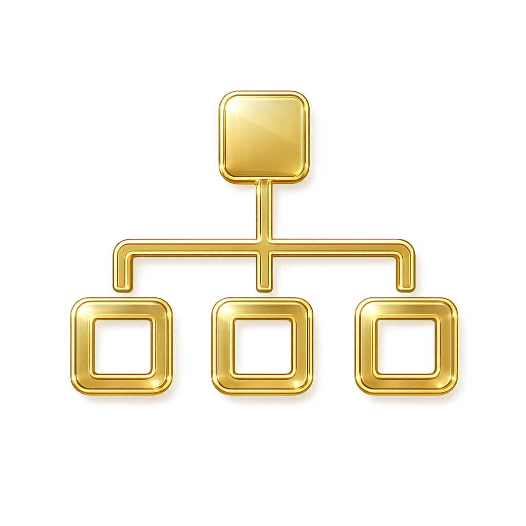 Golden organizational chart icon design